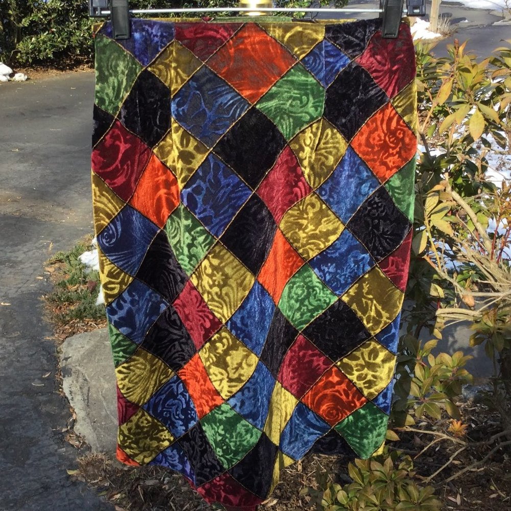 FSTOP Multi-Color Velour Plaid Skirt